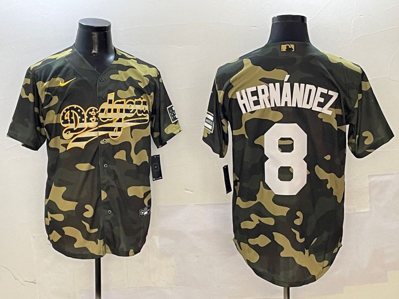 Men Los Angeles Dodgers #8 Hernandez Camo Joint Name 2025 Nike MLB Jersey style 1->los angeles dodgers->MLB Jersey